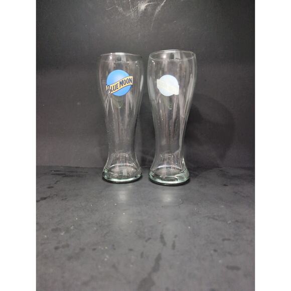 Blue‎ Moon Pilsner Beer Glassware, 16 Oz, 7.5" Tall, Set of 2, Drinking Glasses - Picture 1 of 9